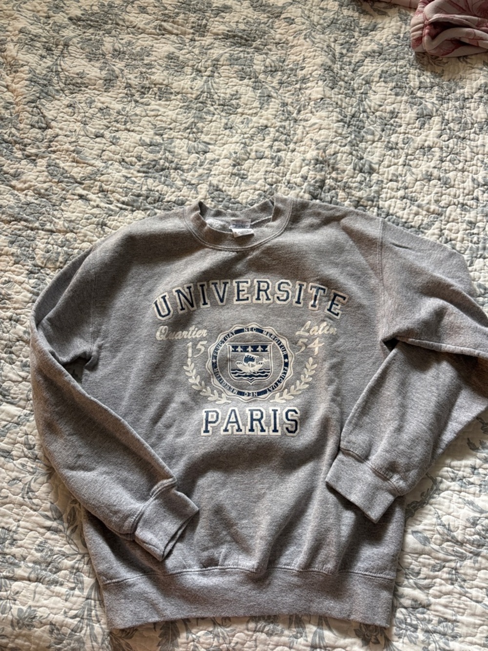 Gildan Grey Universite Paris Crewneck Sweatshirt